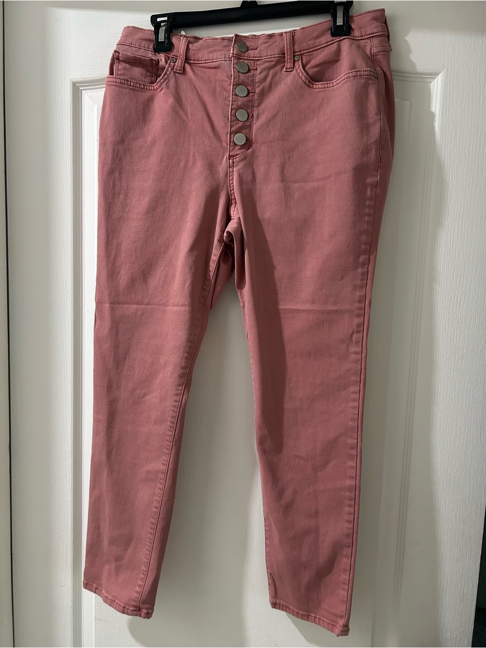 High-Rise Pink Women's Button-Fly Jeans